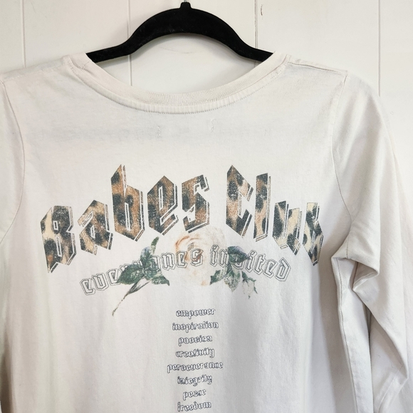 Brunette the Label Babes Club Long T-Shirt Dress Tunic Long Sleeve Boxy Cute - Picture 3 of 7